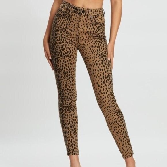 Good American Womens Good Waist Skinny Jeans 2/26 Animal Print Leopard High Rise - Picture 1 of 10